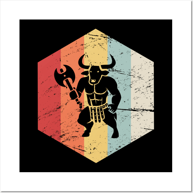 Retro Vintage Greek Mythology Minotaur Icon Wall Art by MeatMan